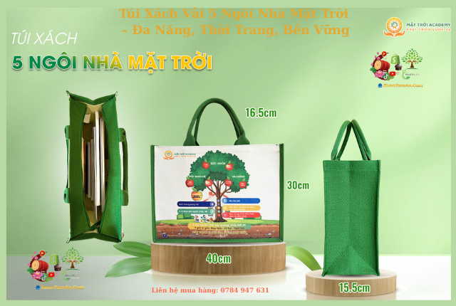 Túi Xách Vải 5 Ngôi Nhà Mặt Trời – Đa Năng, Thời Trang, Bền Vững